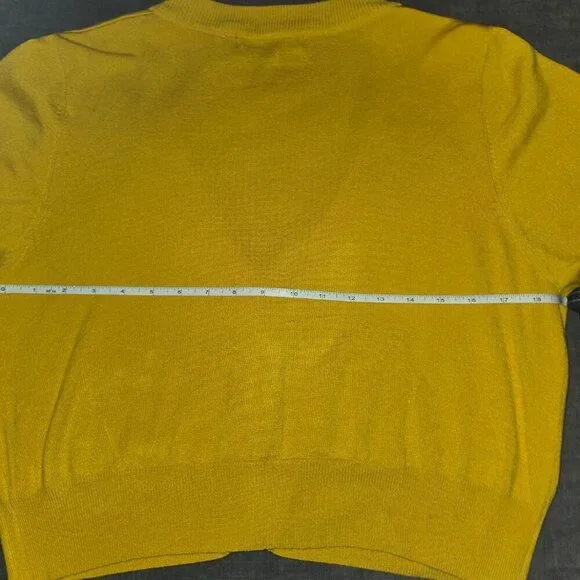 MAK XL Cropped Cardigan 3/4 Sleeve Soft Lightweight Stretchy Mustard 💛 90s- Y2K - Picture 13 of 15